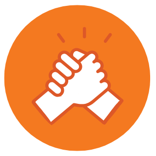 hands joining together. 
