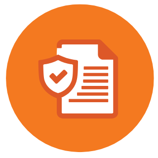 a document with a checkmark. 