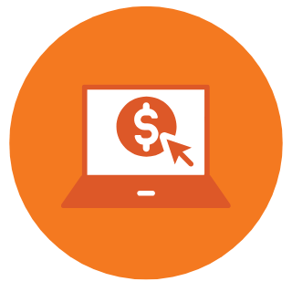 a computer with a dollar sign. 