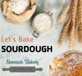 Sourdough bread, a rolling pin, and wheatgrass. 