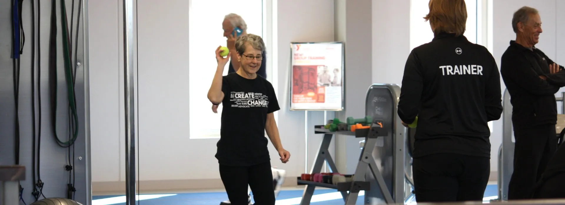 A Y member participating in balance training